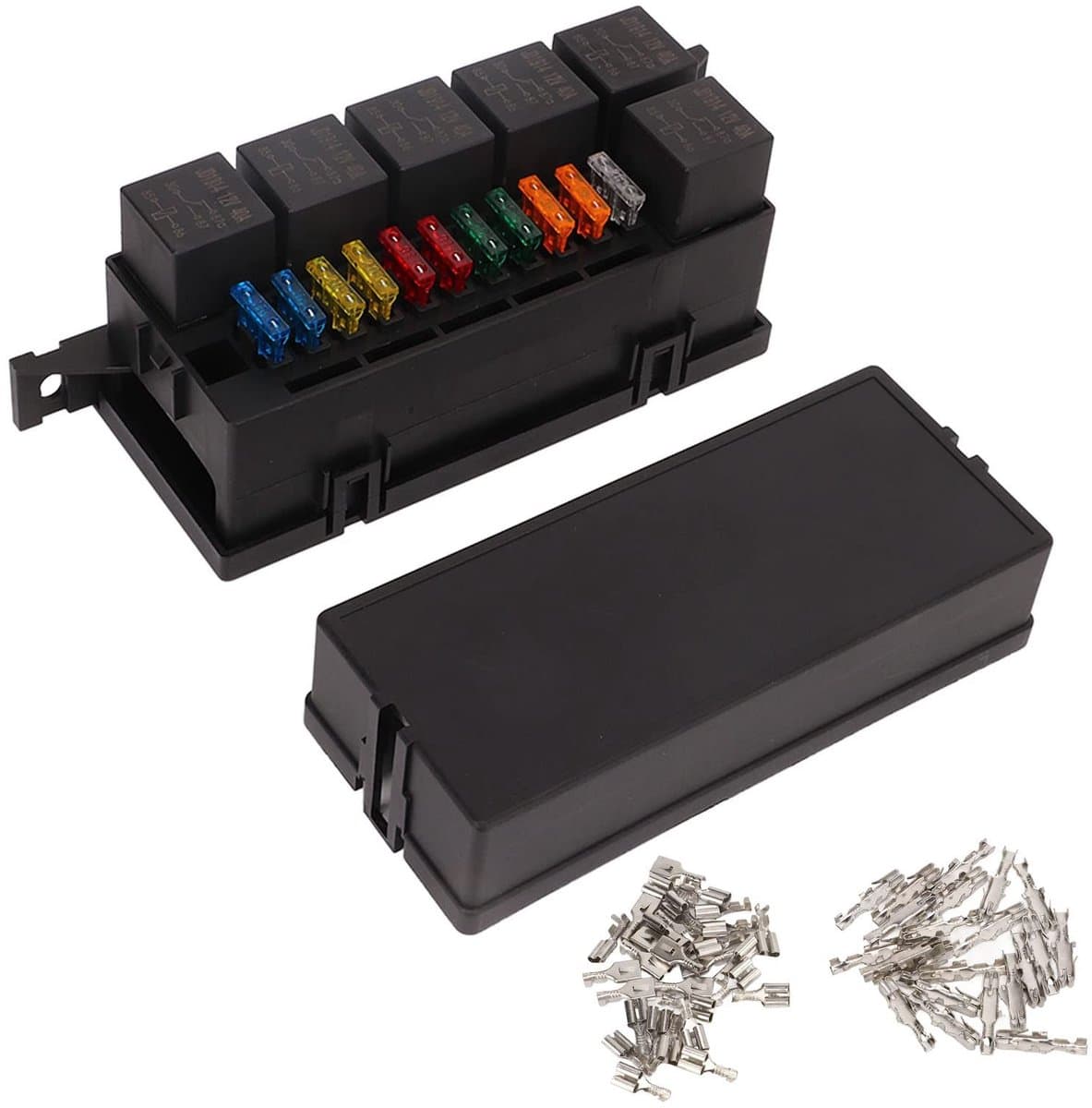 Dailygoods - Fuse Box met 6 Relais - Waterproof voor Auto's - Betrouwbaar en Duurzaam - Geschikt voor voertuigen - Ideaal voor gereedschap - Auto acce...