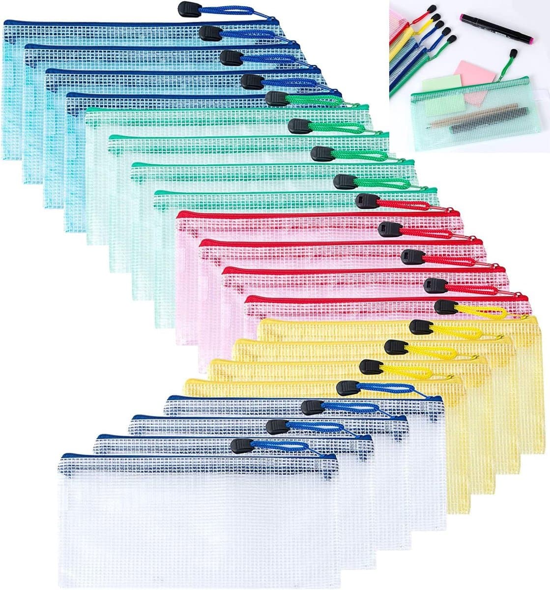 Mesh Ritszakjes - Document Pouch - Opbergen Documenten - Waterdicht PVC Materiaal - A6 Formaat - 5 Kleuren