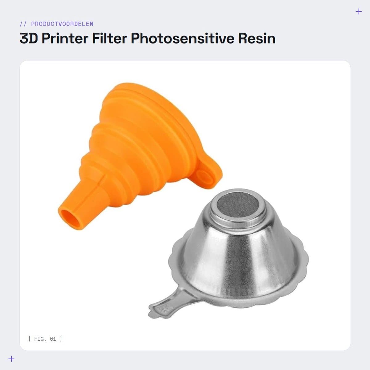 Dailygoods- 3D-printerfilter Startercombinatie - Opvouwbare Trechter - Metaal Filter - Siliconen Trechter - Afmetingen 10,1x2,9x4,5cm - Gewicht 71g - Harsfilter