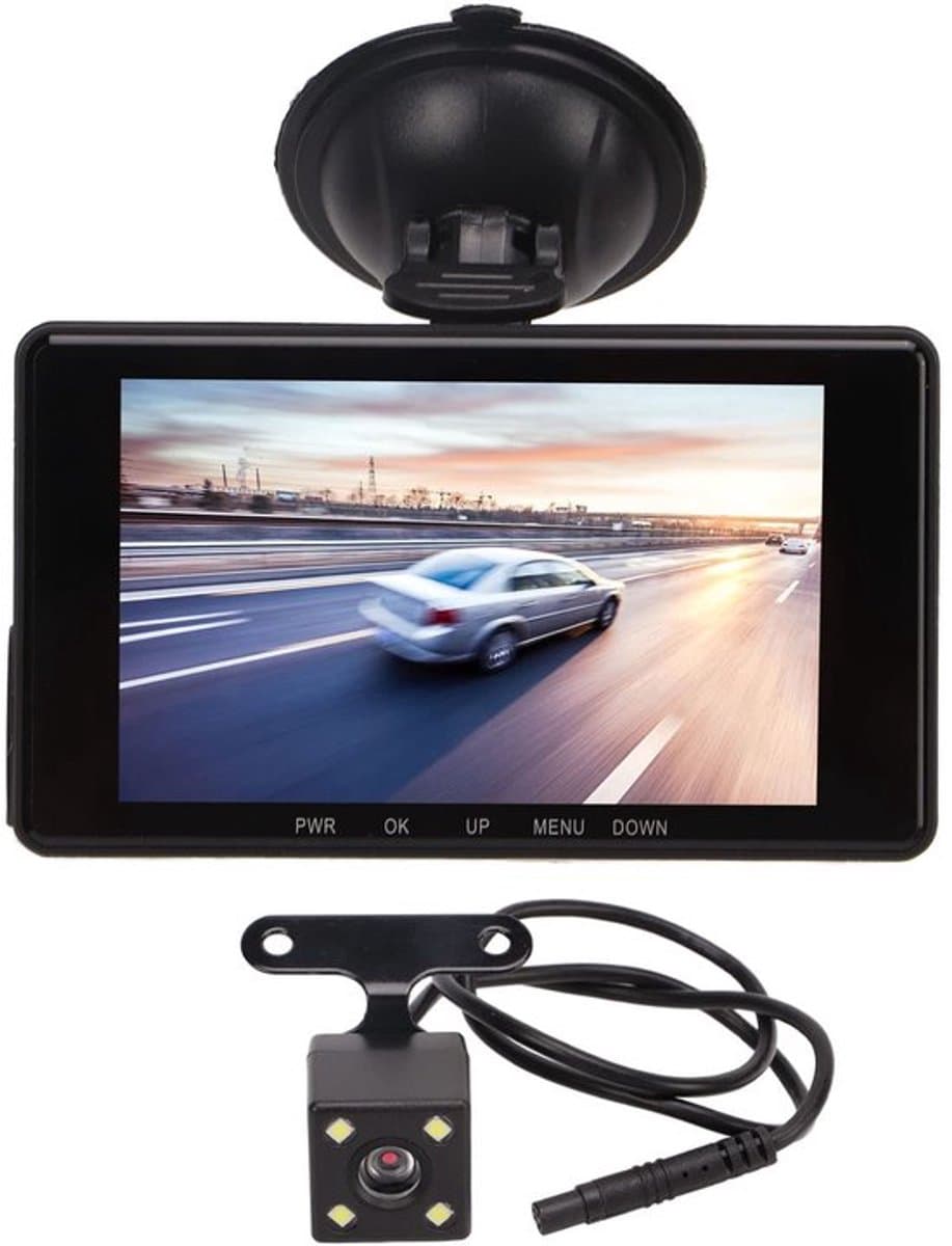 Dashcam voor en achter, Full HD nachtzicht 3-dashcam in de auto, DVR 3-camera nachtzicht 4-inch scherm autorecorder rijvideorecorder