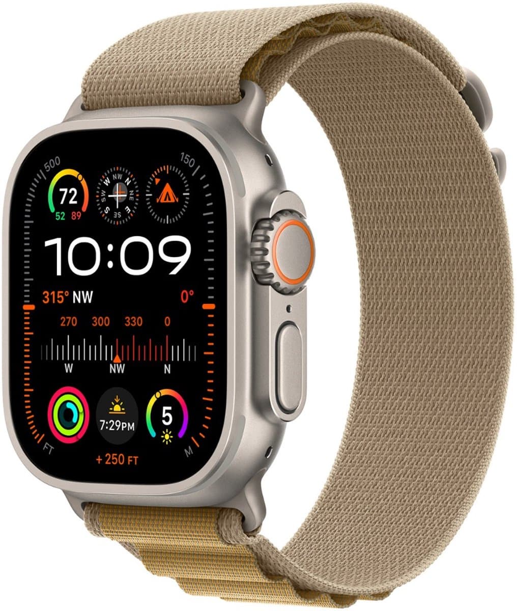 Apple Watch 49mm Alpine Loop - L - Natural Titanium Finish - Tan