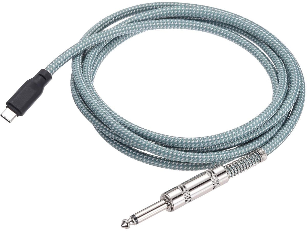 Cosensi - Elektrische Gitaar Kabel - USB C Adapter - 6.35mm Mono - 2 meter - Ideaal voor Opname - Compatibel met Smartphones en Laptops