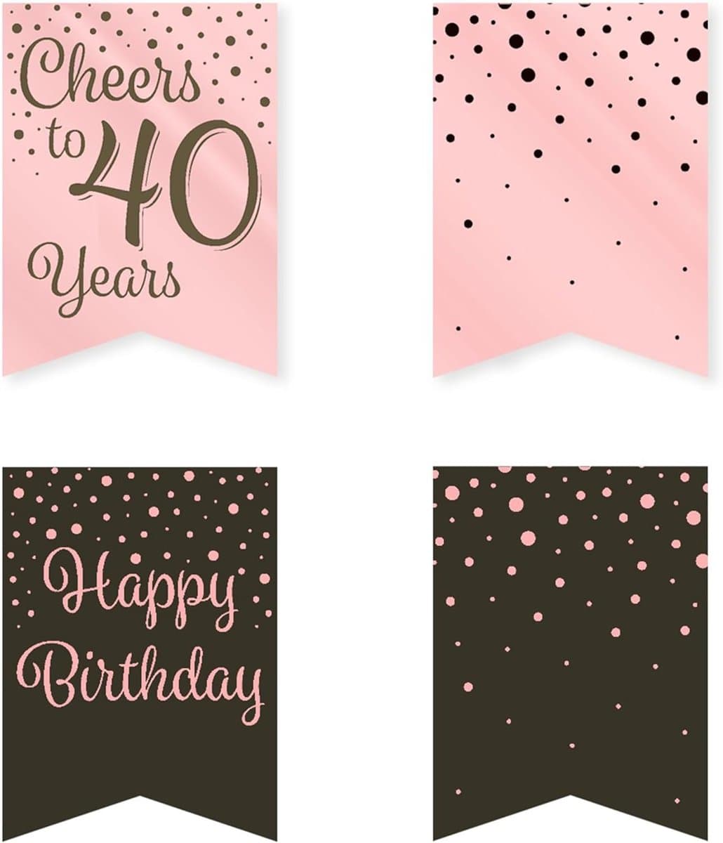 Feestelijke Slingers - 40 Jaar Decoratie - Verjaardag Viering - Dubbelzijdig Bedrukt - 30 x 20 x 1 cm