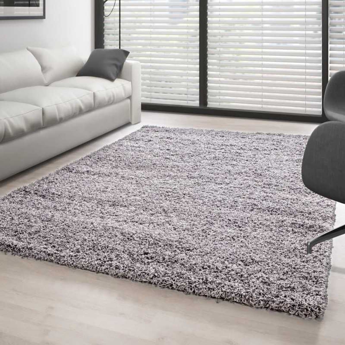 Hoogpolig vloerkleed, effen kleur, lichtgrijs 200x290 cm