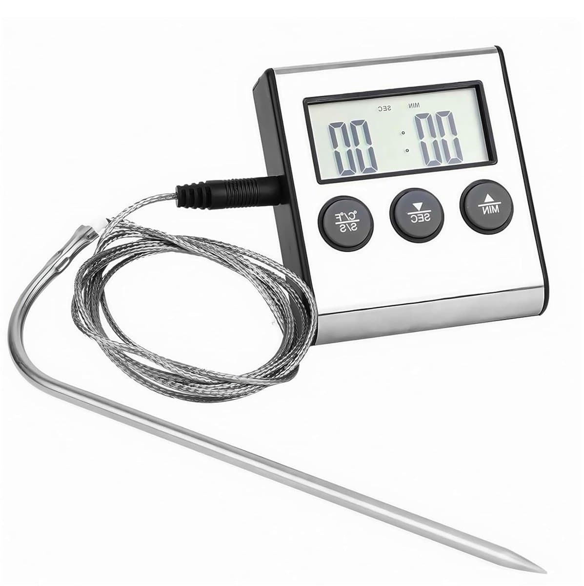 Digitale Vleesthermometer voor BBQ en Oven met Timer, Ideaal voor Roosteren en Grillen