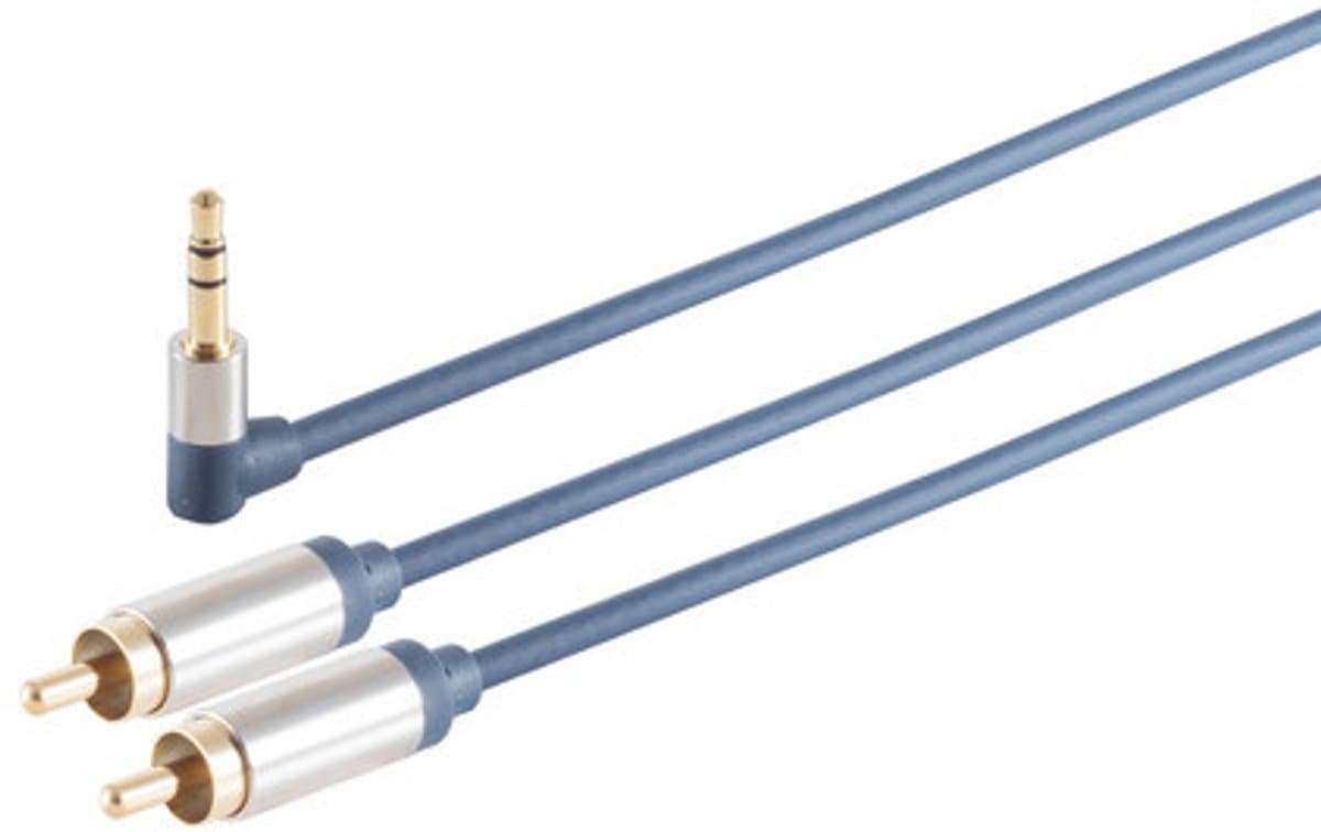 Stereo Tulp (m) - 3,5mm Stereo Jack Haaks (m) Kabel - Verguld - Premium 0,75 meter - Blauw