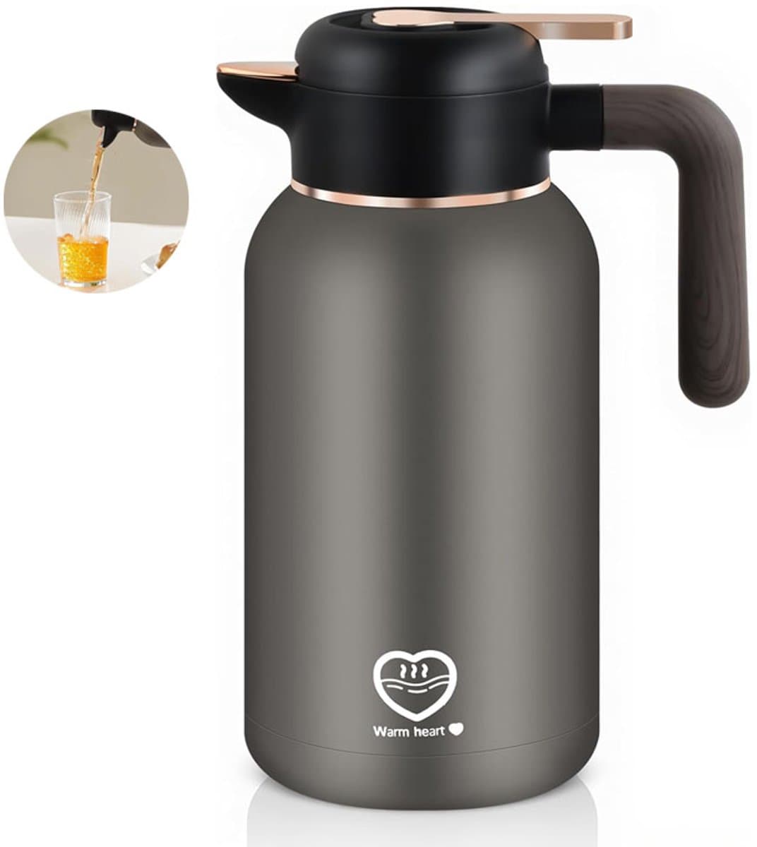 2L RVS Thermosfles - Dubbele Vacuüm Isolatie - 24-Uurs Temperatuurbehoud - Voor Koffie, Thee en Water