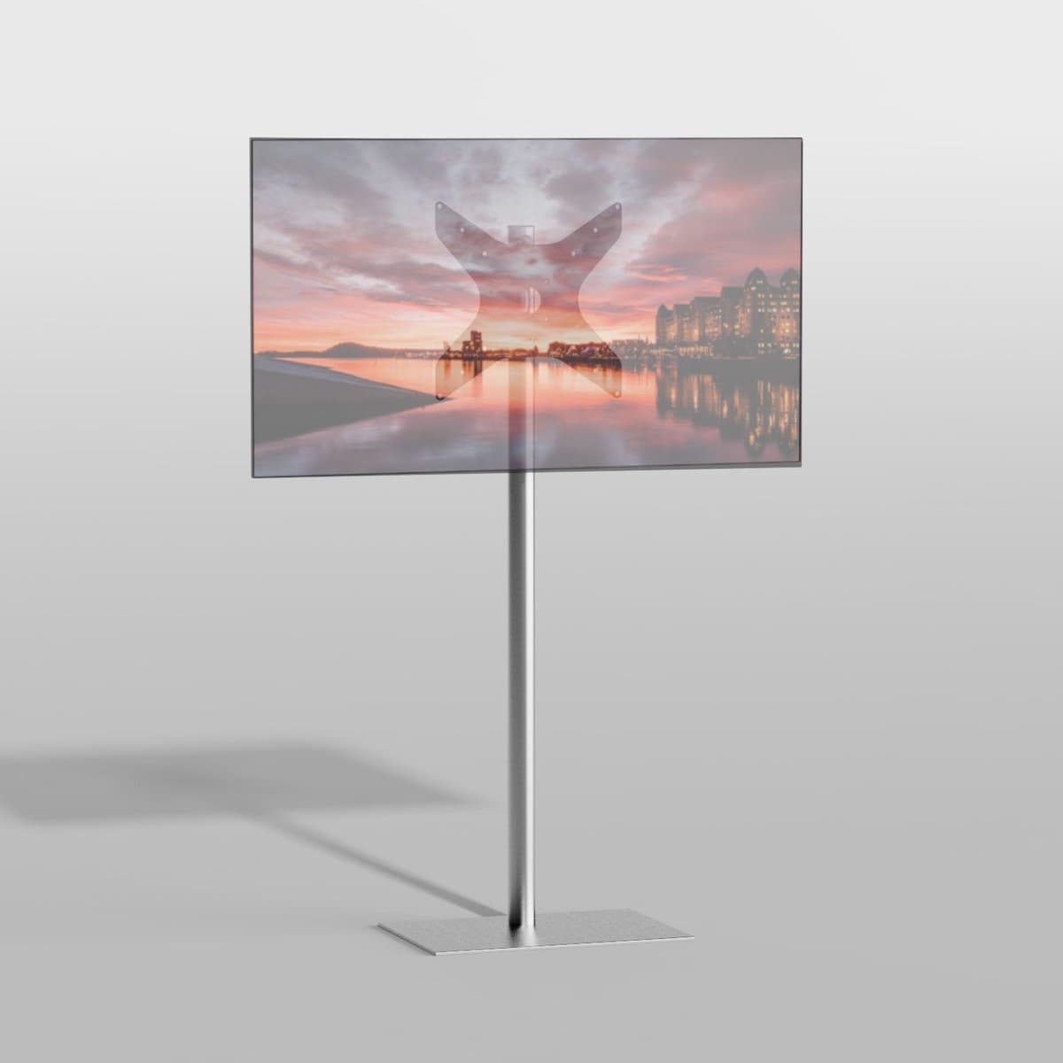 TV vloerstatief SQUARE 150 Design Tv standaard Trendy geborsteld RVS 32-65” - VESA 400x400