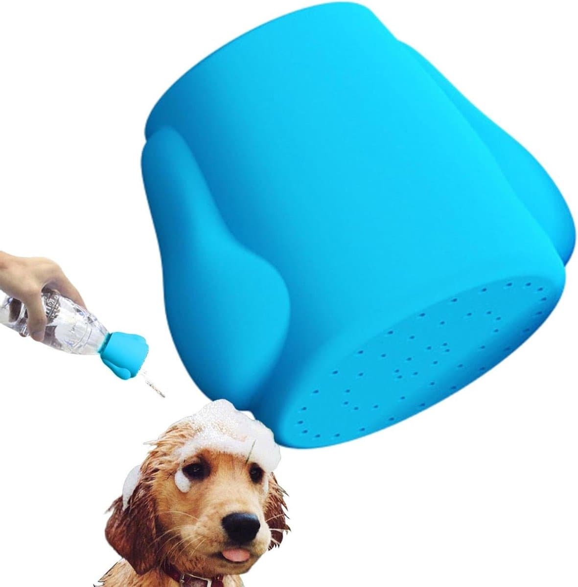 Draagbare Douchekop - Fles Sprayer - Honden Wassen - Voedselveilige Silicone - 5.3x5cm - Blauw