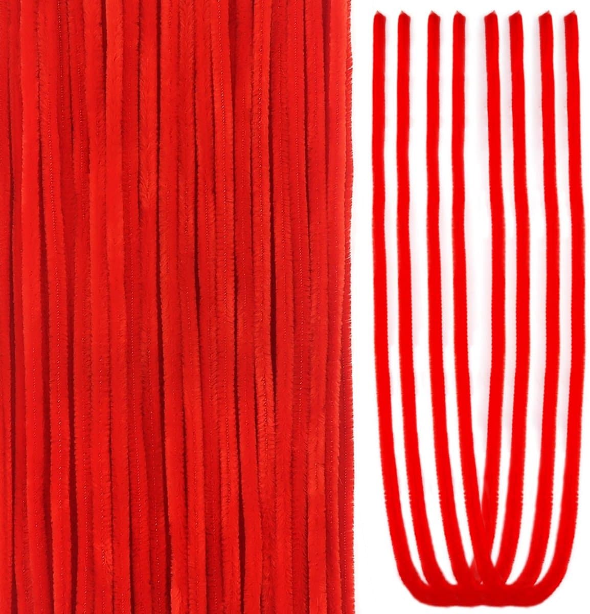 Dailygoods- Pijpenragers Rood 50 Stuks - Chenille Steeltjes - 60 cm - Kunsthandwerk - Doe-het-zelf - Robuuste Structuur - Chenille Draad