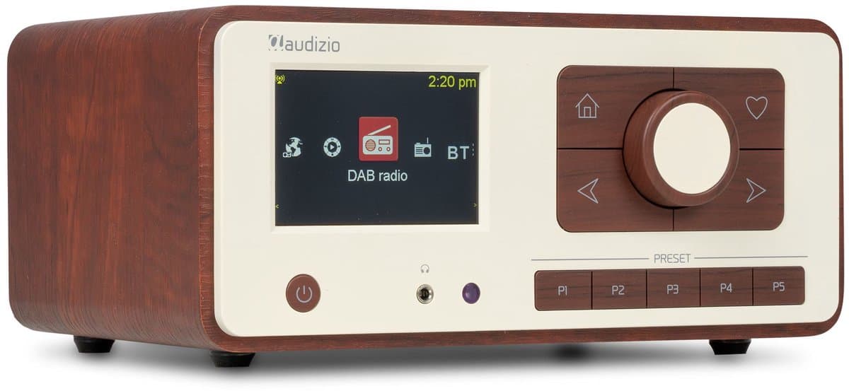 Audizio Dozza internetradio - FM en DAB radio - Radio met Bluetooth en grote knoppen - Houtlook