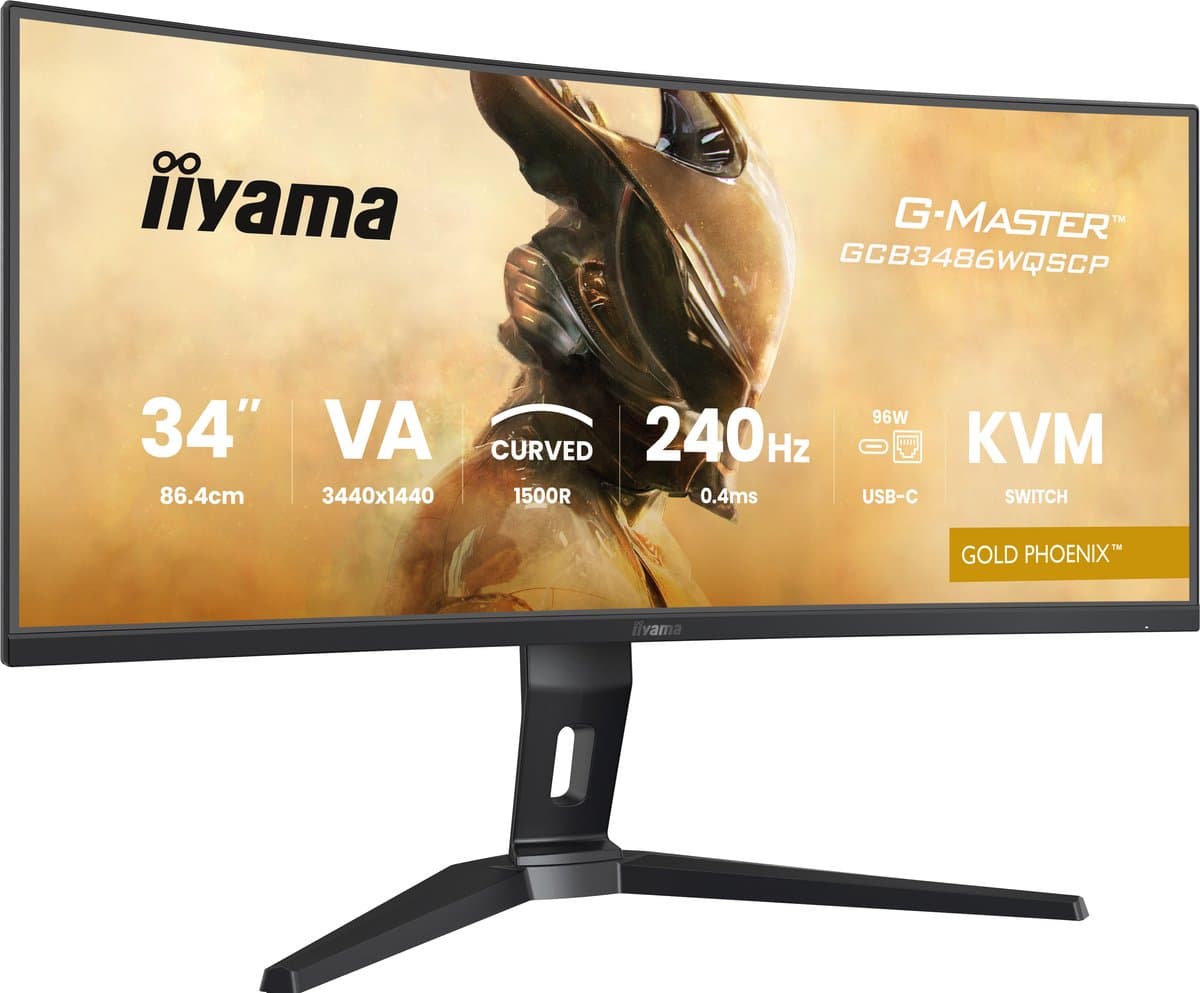 iiyama G-MASTER GCB3486WQSCP-B1 Gold Phoenix gebogen gaming monitor, 86,4 cm (34"), UltraWide Quad HD, 240 Hz, 0,4 ms, KVM Switch, zwart