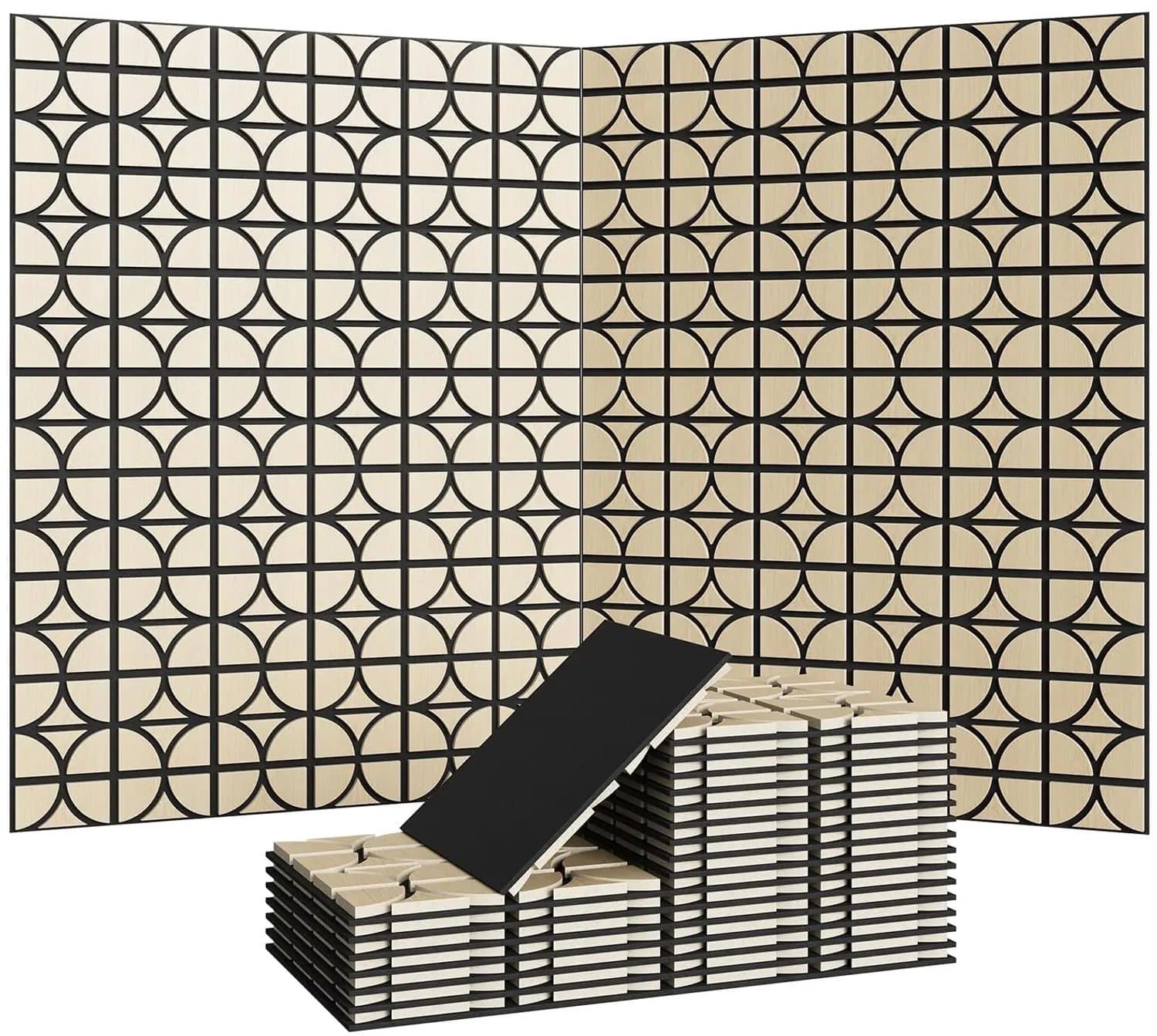 Nutrella - Houten Wandpanelen - Wandpaneel - Set van 12 Panelen - Akoestisch - 3D-geometrisch - Geluidsabsorptie - Vochtbestendig - 30 x 30 cm
