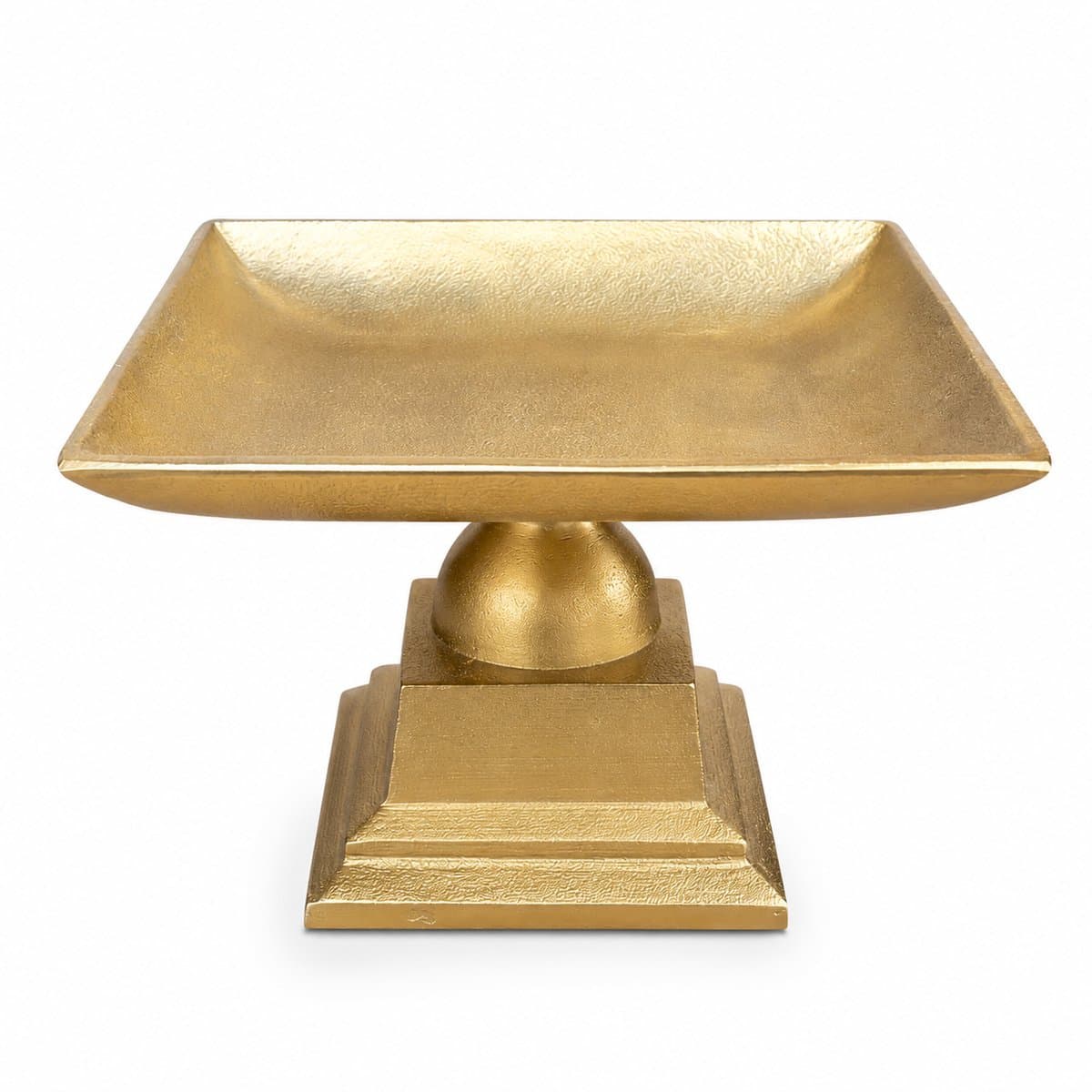 SENSE, Aluminium Schaal op Voet – Decoratieve Vierkante Schaal – Goud – Modern Landelijk & Hotel Chique