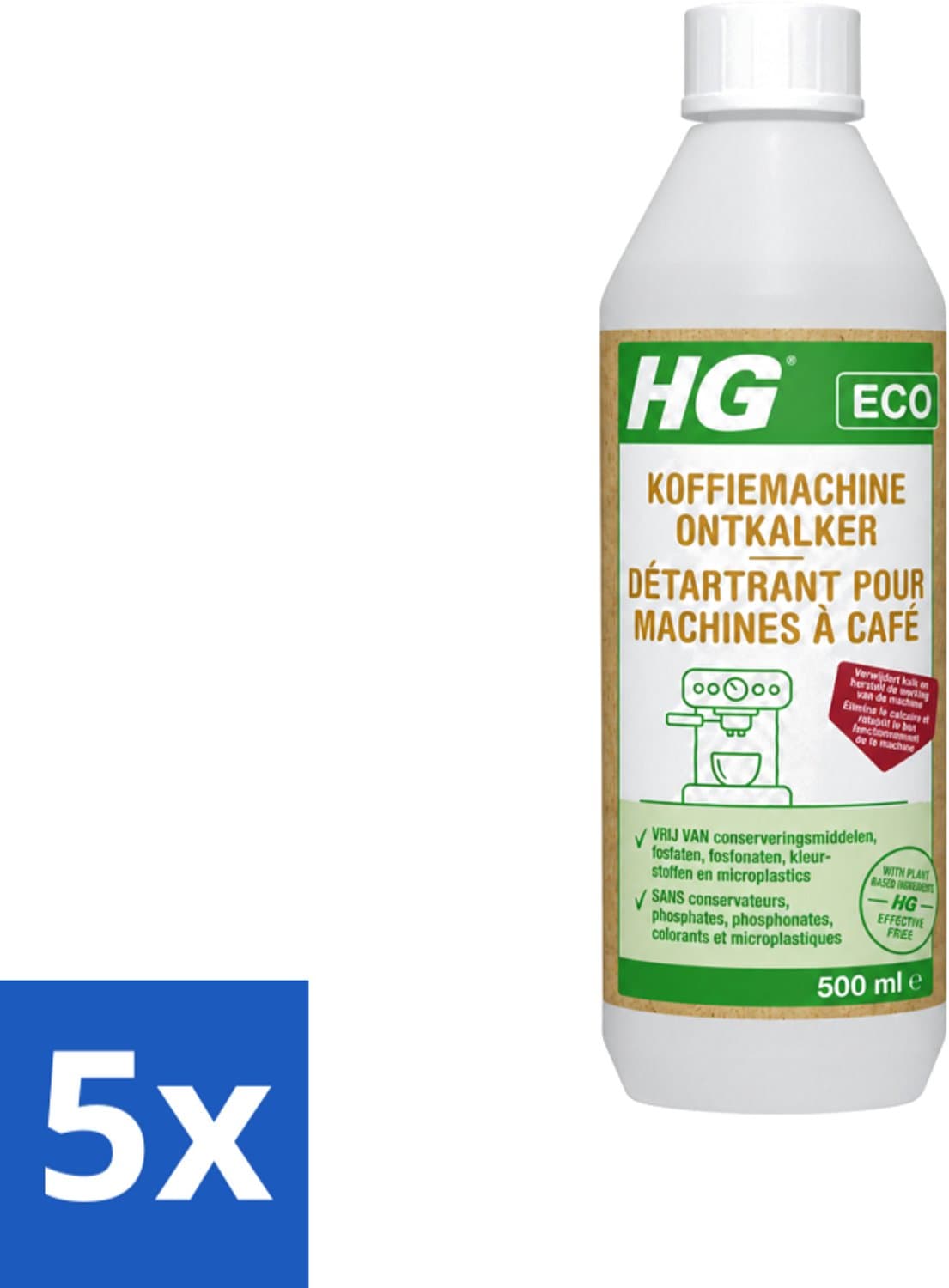 HG Eco Koffiemachine Ontkalker Citroenzuur 500 ml - Bulkverpakking - 5 stuks