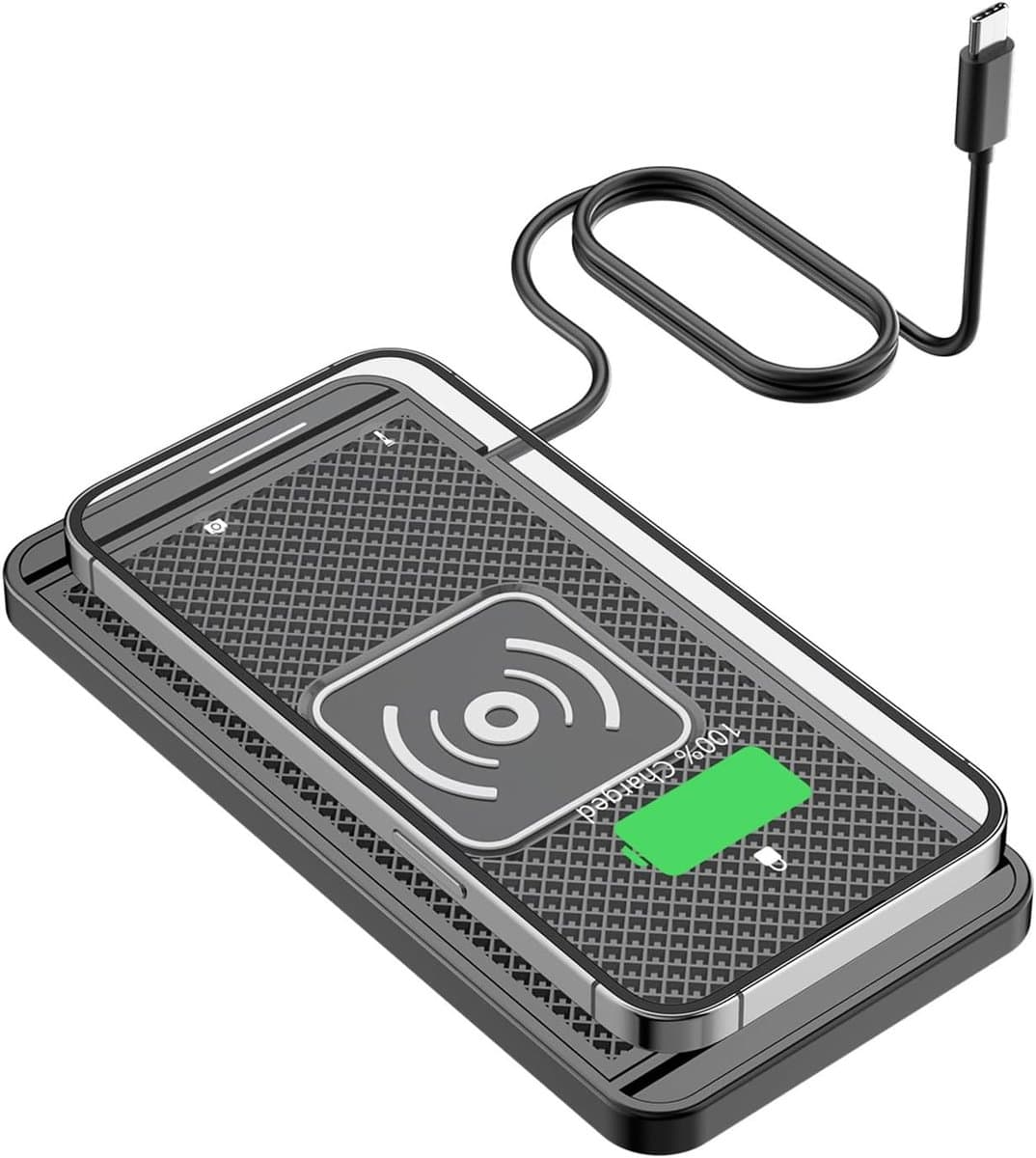 Draadloze autolader, inductief laadstation voor de auto, 15 W, draadloze oplader voor mobiele telefoons, snel laadstation voor mobiele telefoons, antislip