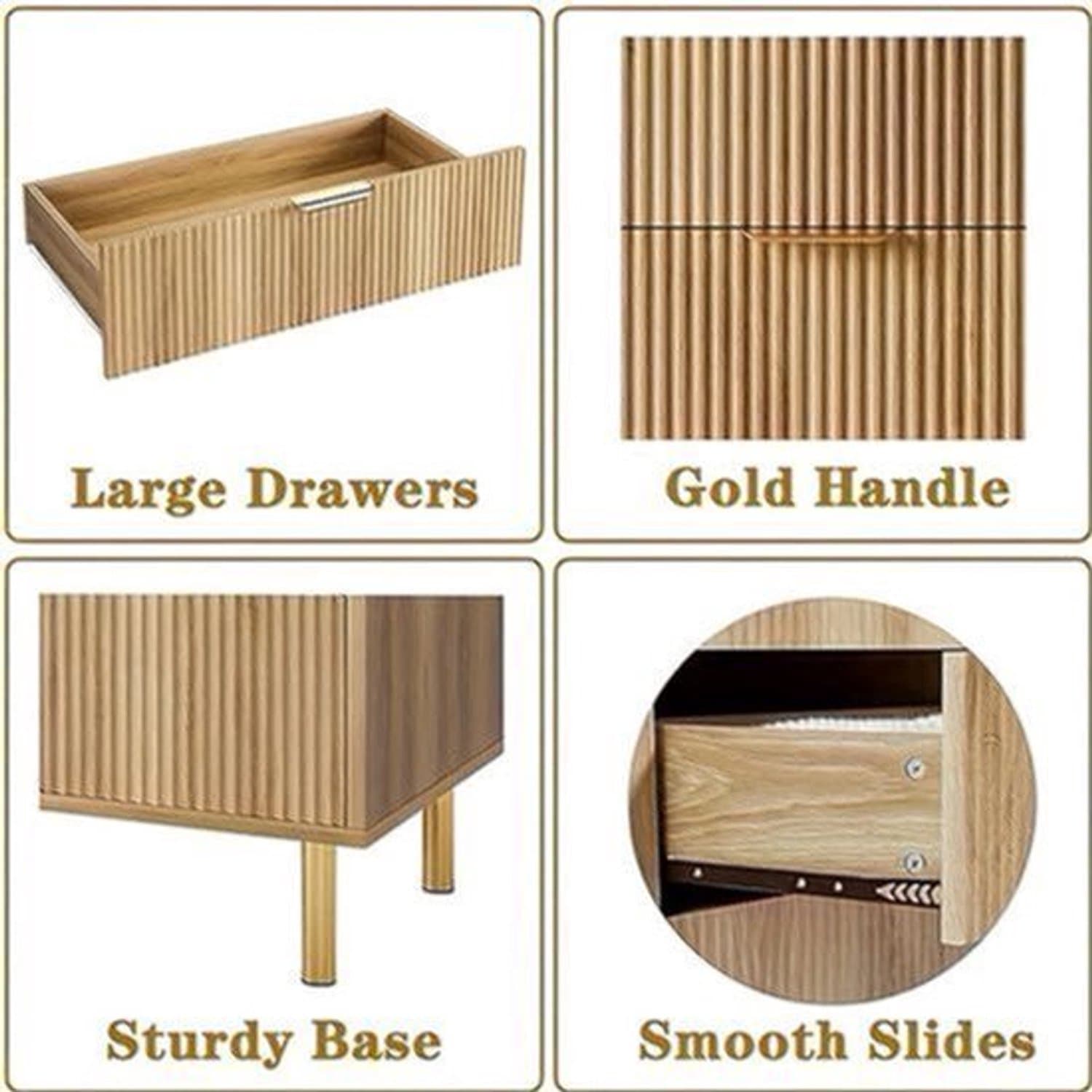 Ladekast – Ladenkast – Commode – Opbergkast – Dressoir – Natuurlijk Eikenhout – 3 Lades – Ruime Opbergruimte – Stevige Europese Stijl – Vrijstaand – 76,2 cm Breed – 68,6 cm Hoog