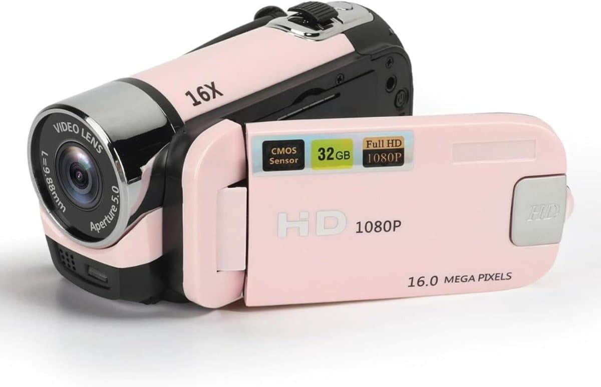 Zolvano® Vlog Camera voor Beginners - Videocamera voor Kinderen en Volwassenen - Handycam - 4K Kwaliteit-Roze