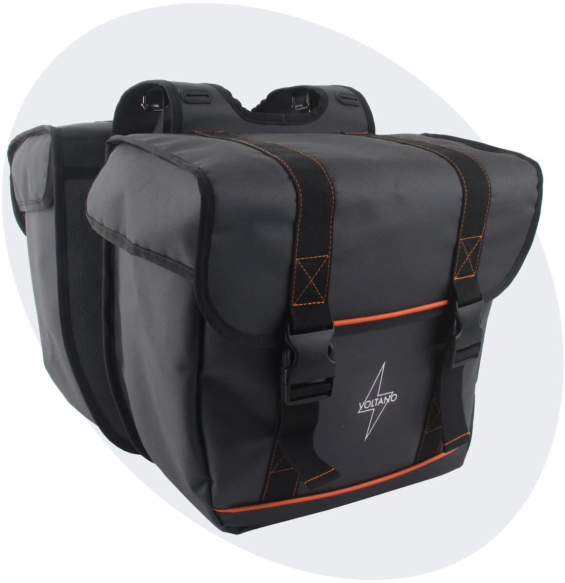 Voltano Dubbele Fietstas Premium Afgeschuind - Zwart - 44 Liter - 100% Waterdicht - Fietstassen Electrische Fietsen