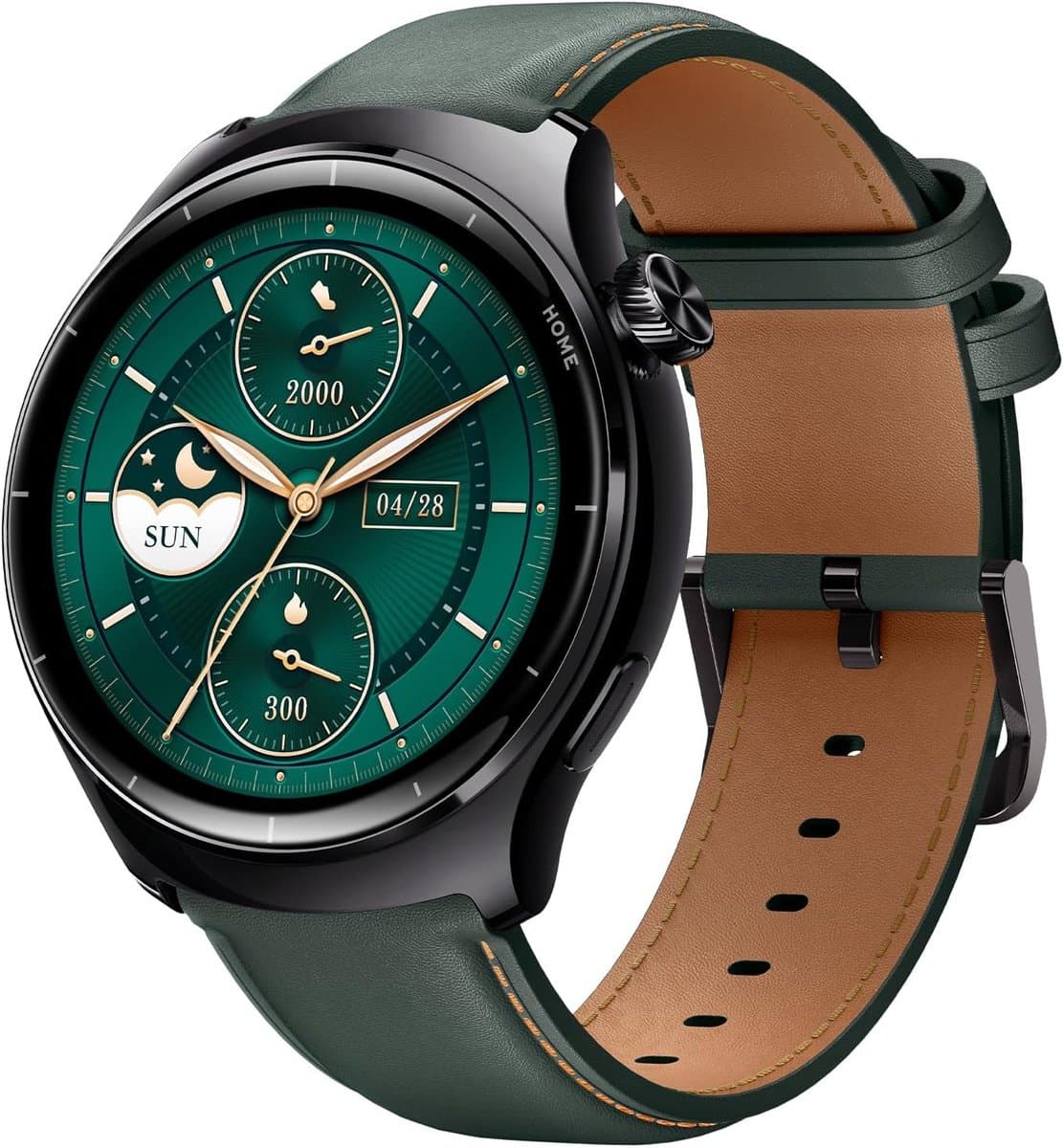 Smartwatch met Telefoonfunctie en GPS, 1,32" AMOLED Fitnesshorloge - Donkergroen