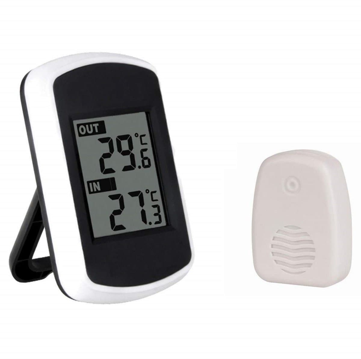 TOVBMUP Draadloze thermometer - Klimaatmonitor - Draadloos weerstation - Met draadloze buitensensor - Meetbereik tot 100 meter - Geschikt voor magazijnen, kassen en kantoren