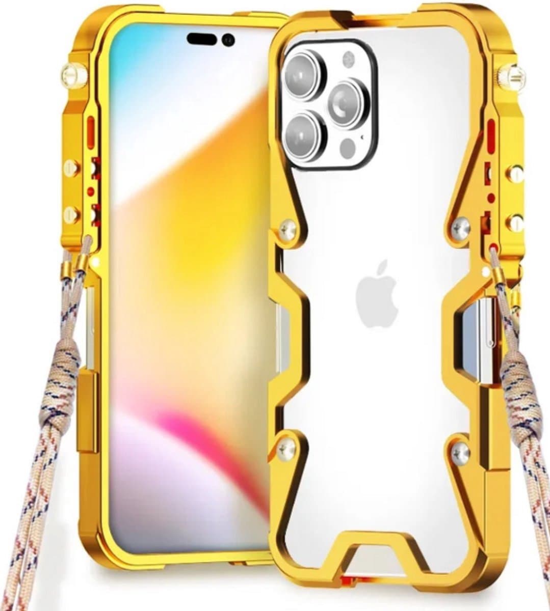 Luxueuze Metalen Bumper Hoes met Schroeven - Schokbestendige Aluminium Beschermcase - Geschikt voor iPhone 15 Pro Max