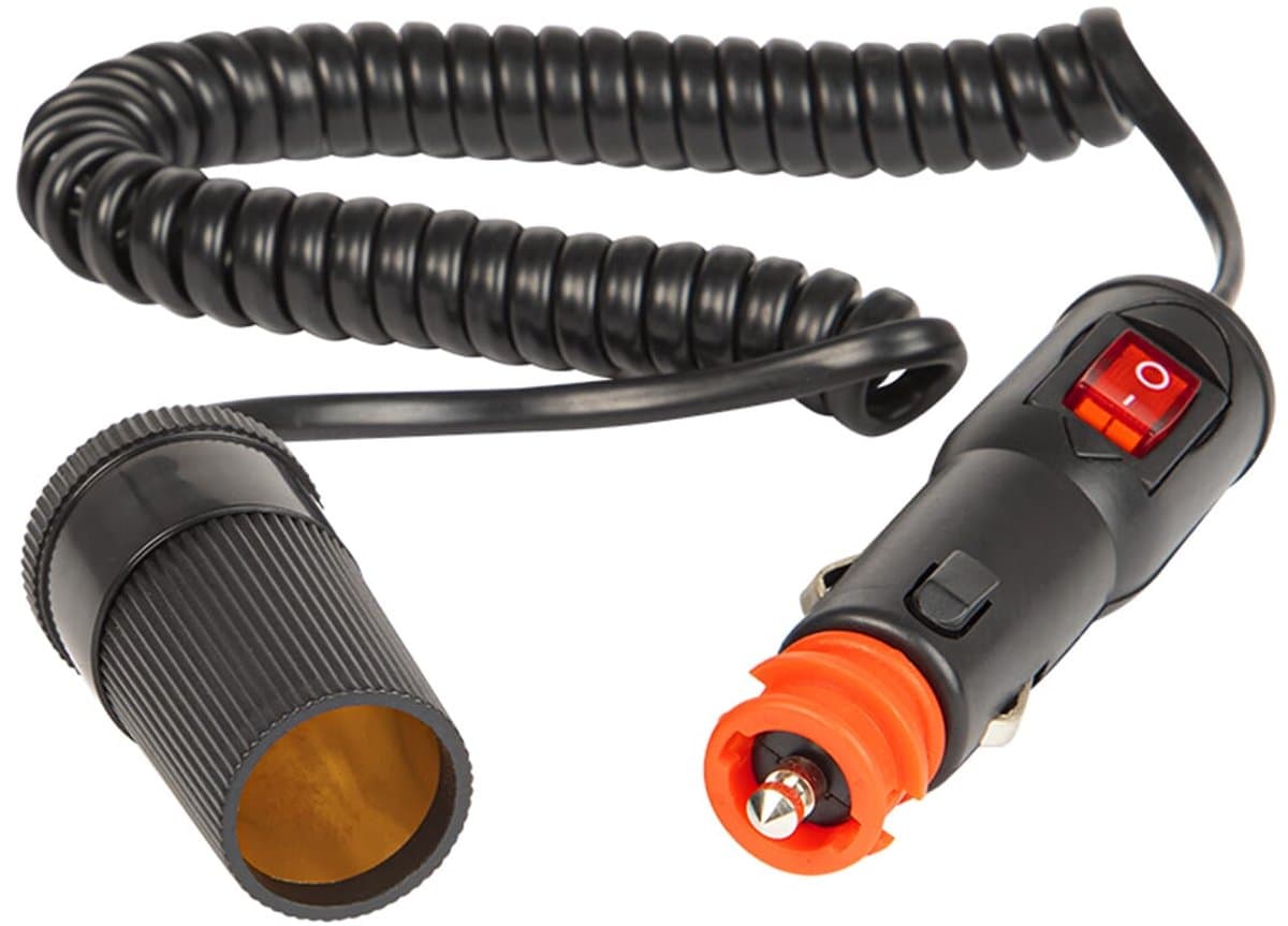 BLOW Sigarettenaansteker Verlengkabel Met Schakelaar - 12V/24V - Spiraalkabel - 1.8m - CS-13 - Zwart