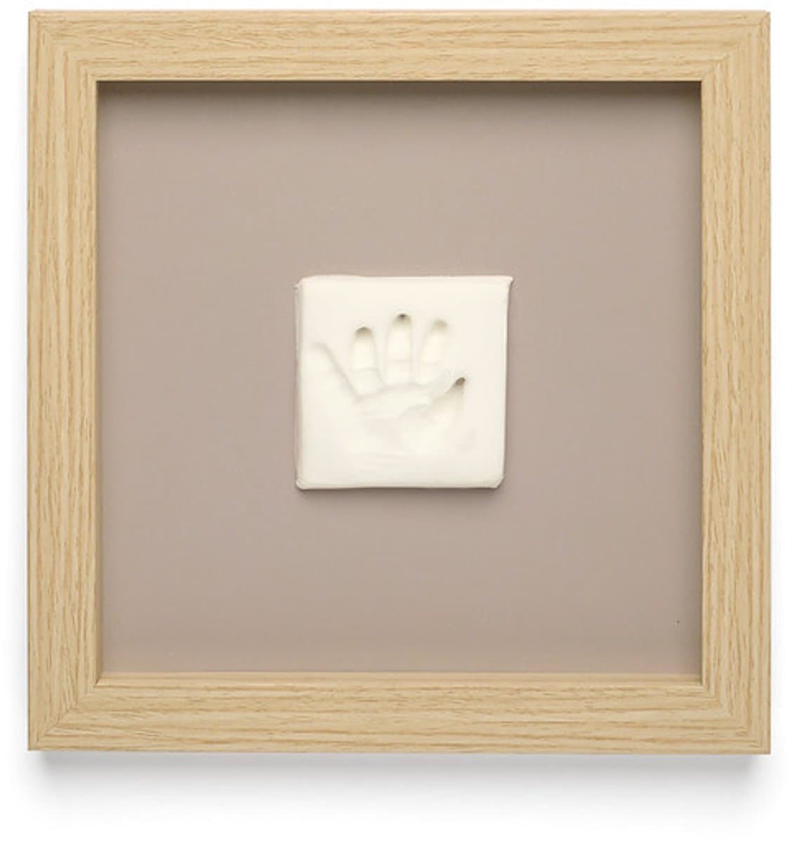 Happy Hands - Stijlvolle Houten Baby Afdruklijst – Hand- & Voetafdruk Set met Klei – Plexiglas Bescherming – Modern Design – Perfect Kraamcadeau – 22x22 cm