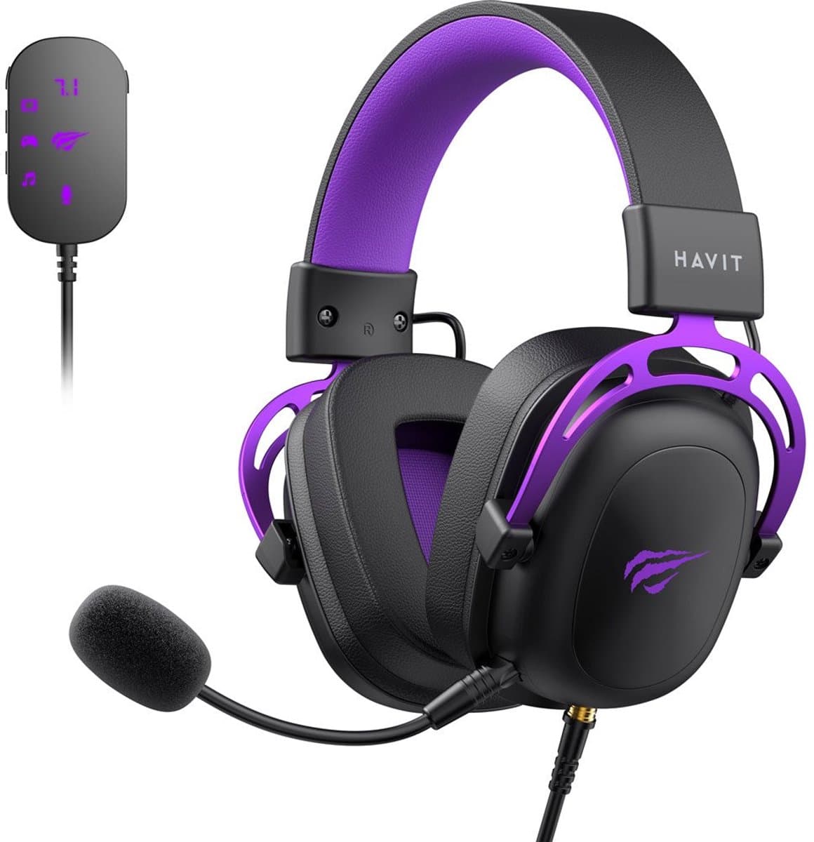 Havit H2002 U - Gaming Koptelefoon - Zwart/Paars - Bekabeld - Met Afneembare Microfoon