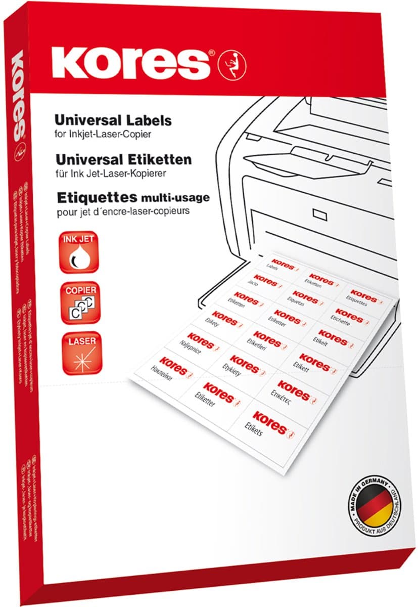 Etiket Kores ILK 52,5x21,2mm recht, doos a 100 vel 56 Etiketten per vel