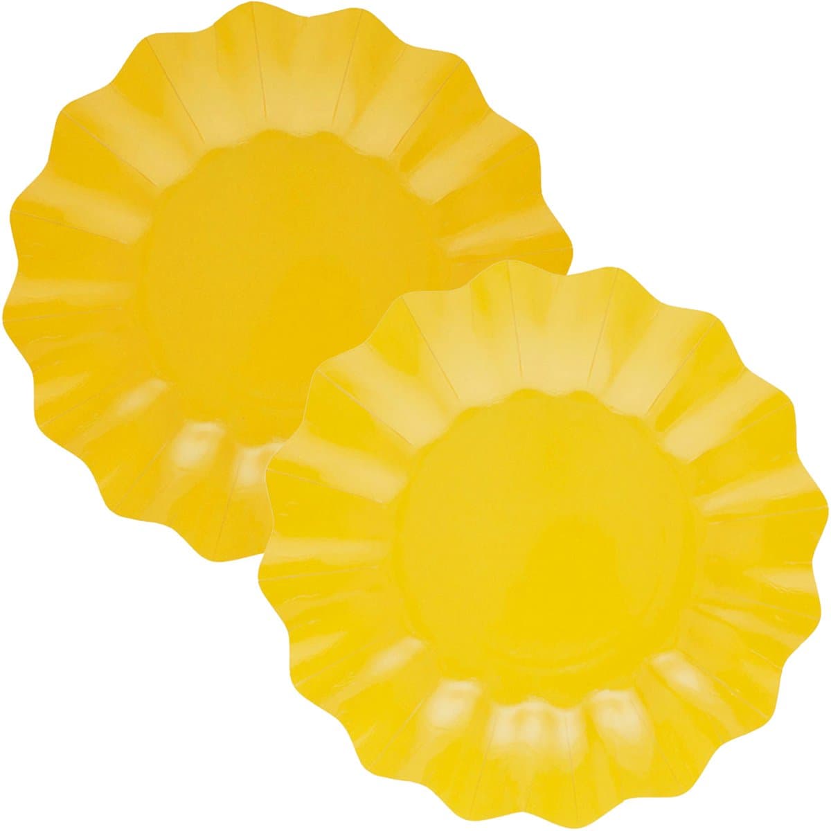 Givi Italia Feestbordjes met schulprand - 16x - geel - rond - papier/karton - 27cm - duurzaam - groot - wegwerpbordjes