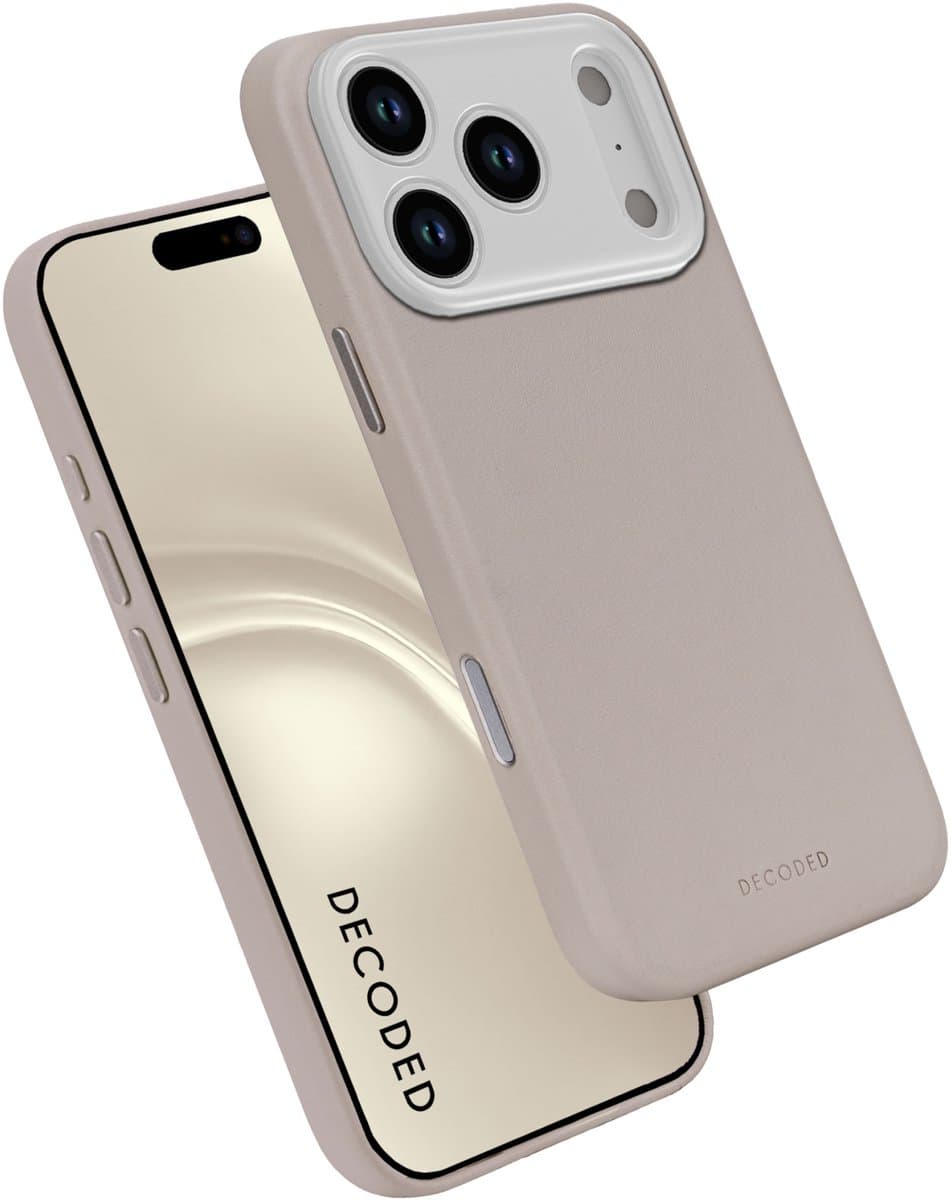 DECODED Leren Hoesje Geschikt voor iPhone 17 Pro - Gemaakt van Premium ECCO Leer - Geschikt voor MagSafe - Clay Beige