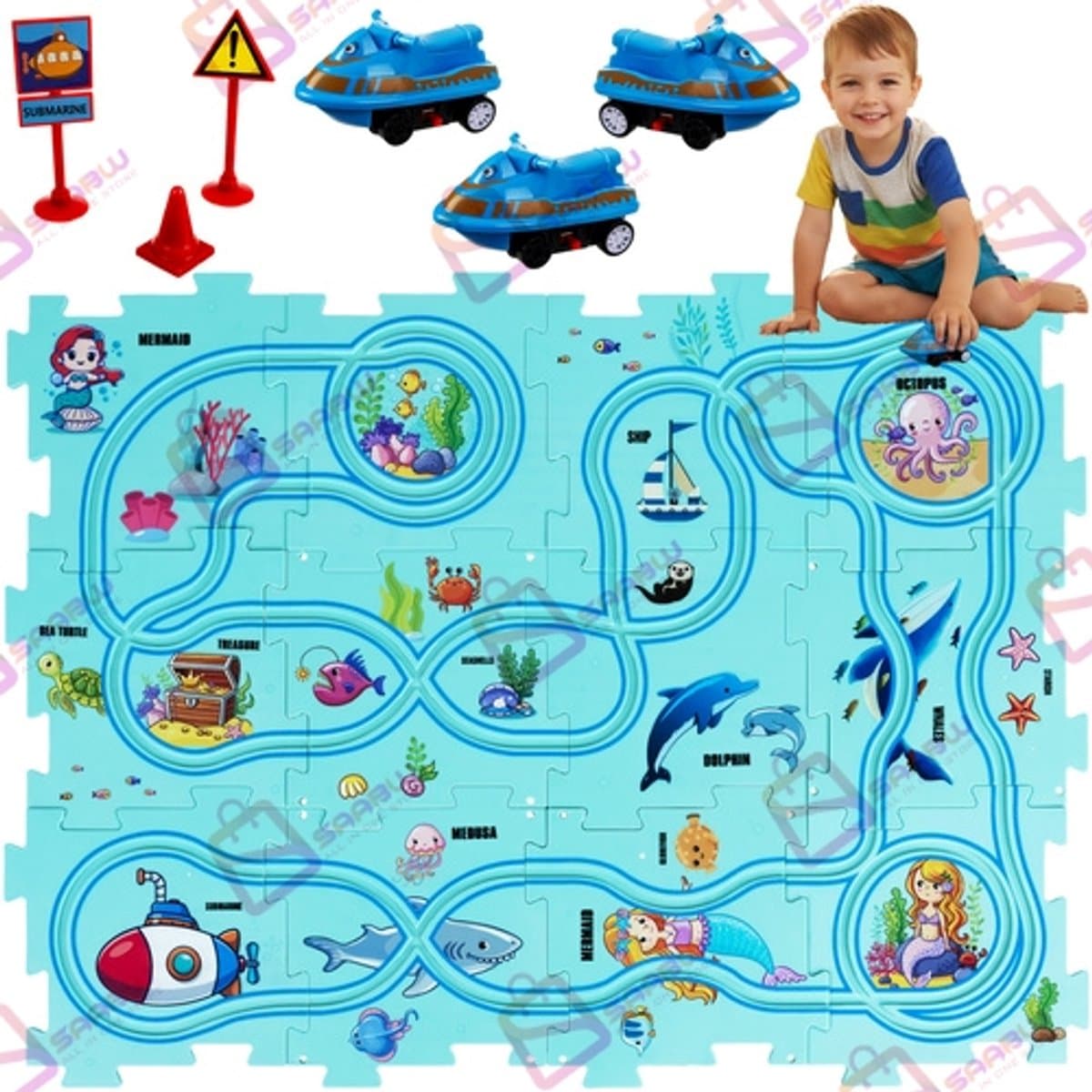 SAABW Educatieve Track Puzzel - Autobaan met voertuigen - 25-delig - 3+ jaar - 54274