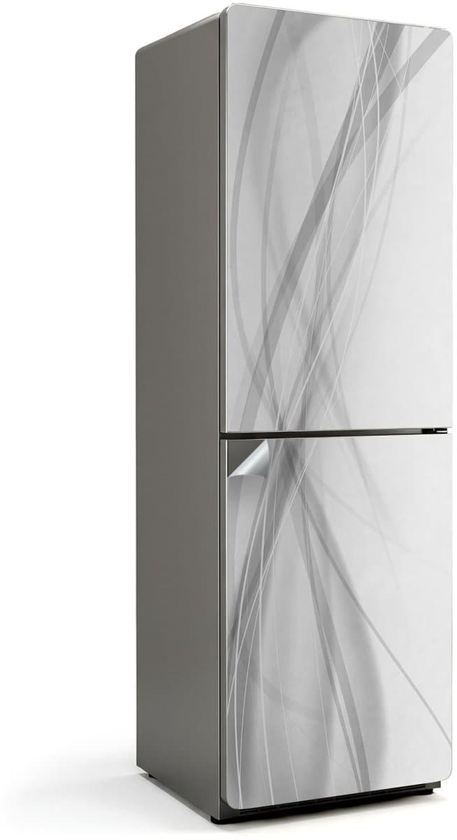 Wallfluent Koelkaststickers - Abstracte lijngolven Koelkast Folie - 60 cm x 190 cm - Wit Koelkaststickers - Decoratieve Koelkaststicker - Koelkast Opknappen Sticker - Zelfklevende Koelkaststicker - Koelkast Versiering