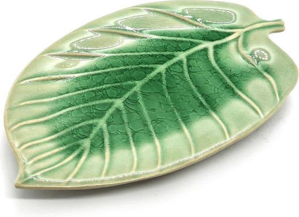 Presenteerschaal - Tapasschaal - Hapjesschaal - Snackschaal - Bladvormige schaal groen 24 cm (2 stuks)