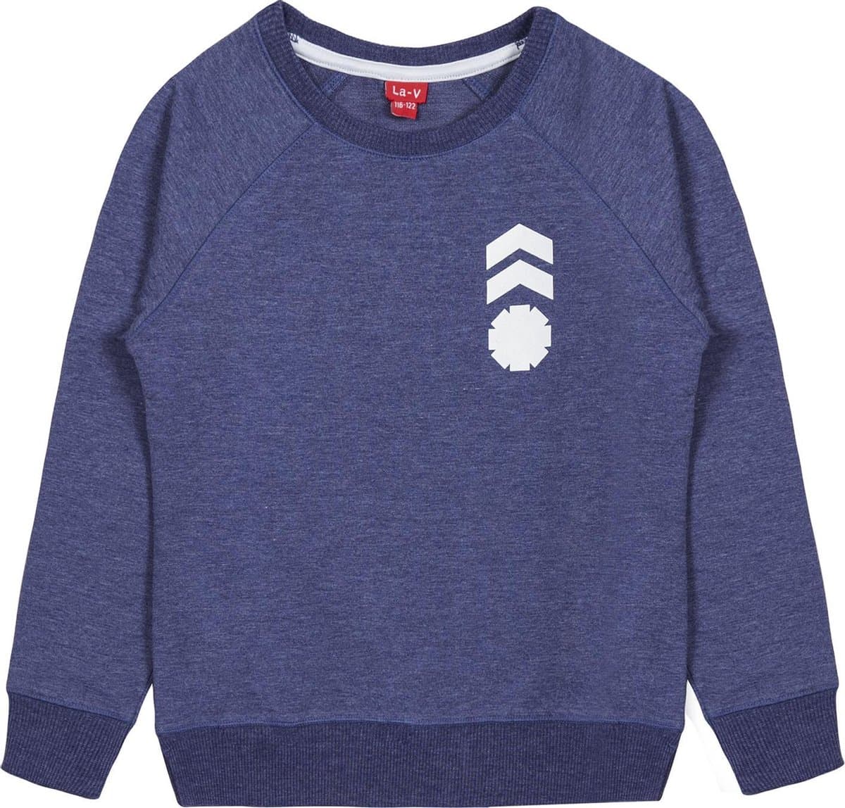 La V jongens sweatshirt met logo op borst bedrukt blauwjean 116-122
