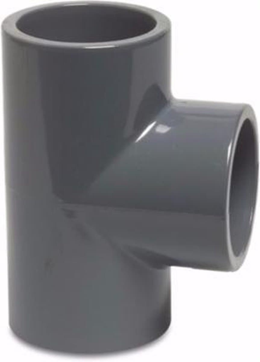 Mega T-stuk 90° PVC-U 50 mm lijmmof 16bar grijs KIWA