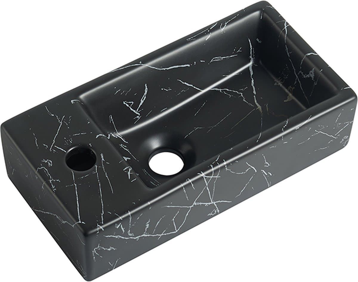Fontein Mia 40.5x20x10.5cm Nero marmerlook zwart links