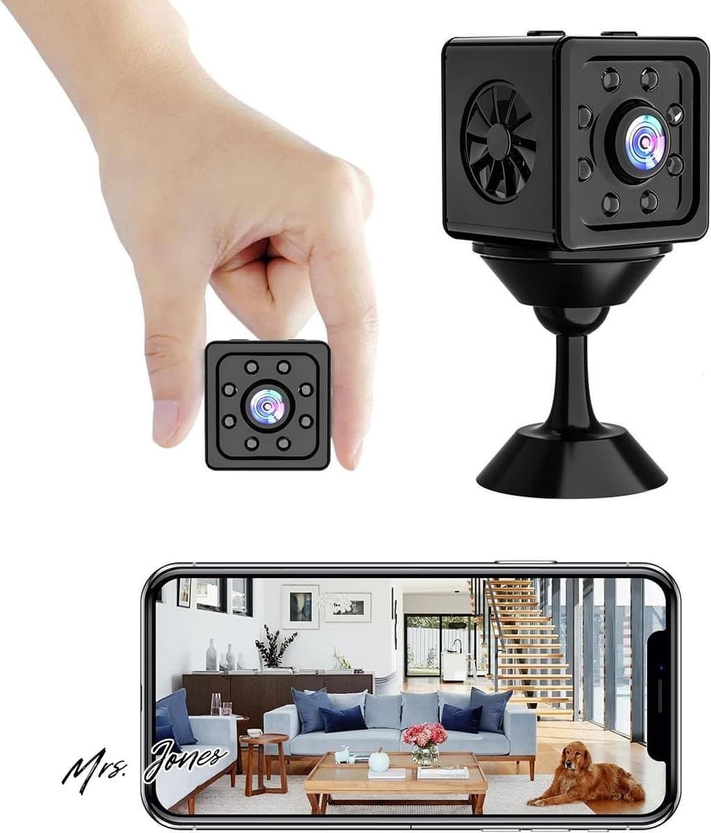 Mrs. Jones Mini-camera Full HD 1080p WLAN bewakingscamera indoor live overdracht mobiele telefoon app met lange batterijduur en bewegingsmelder .