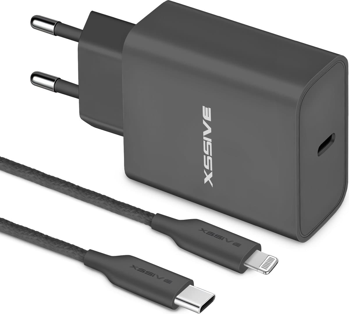 Snellader geschikt voor iPhone 14, 13, 12, 11, X Pro Max Mini Plus - 1 Meter - Oplader Set - Xssive Origineel
