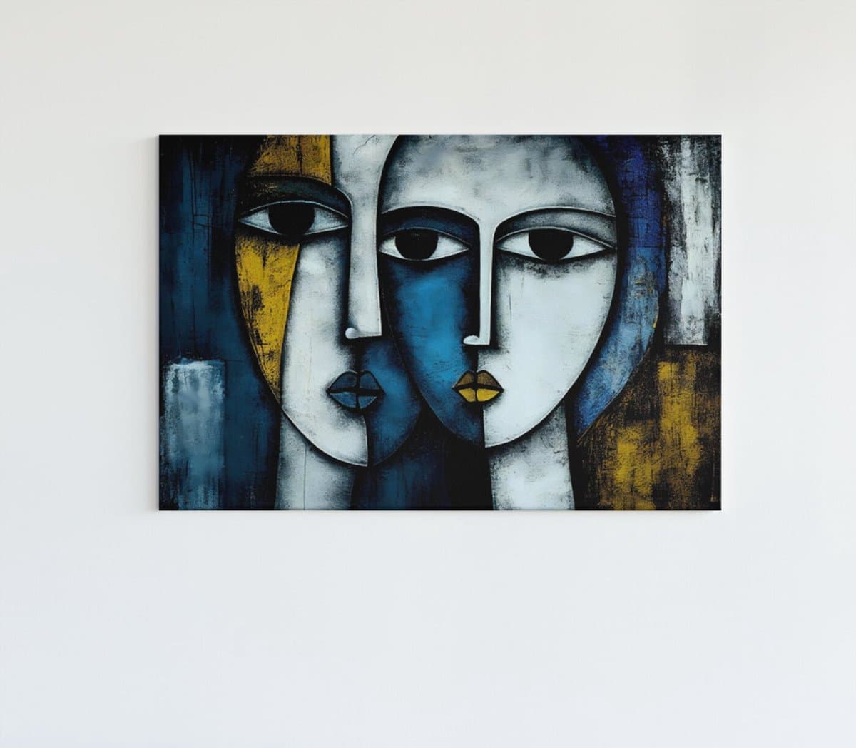 Canvas Schilderij - 2 Gezichten- Abstract - 90x60x2 cm