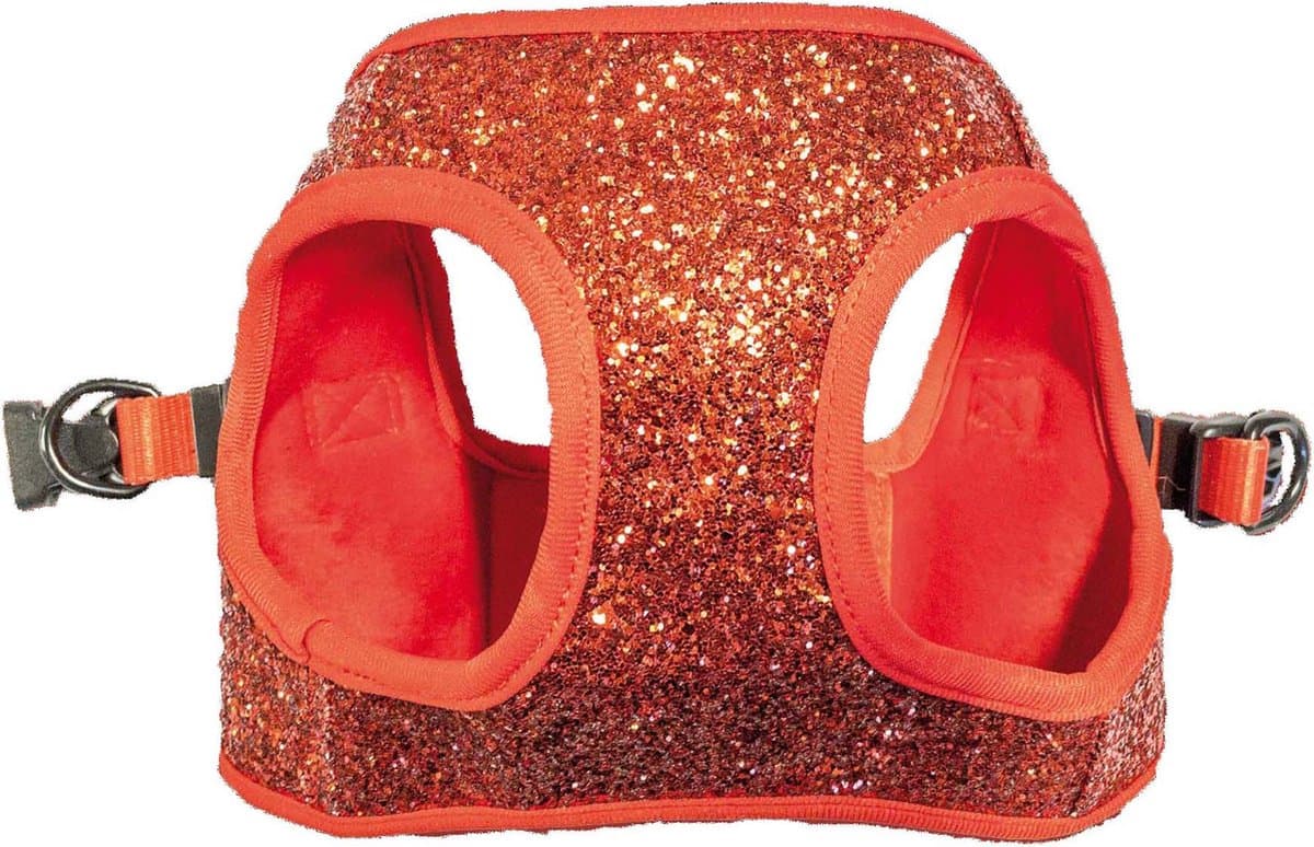 Croci Xmas Redmania hondentuig rood met glitter en dubbele D ring S 35-45CM