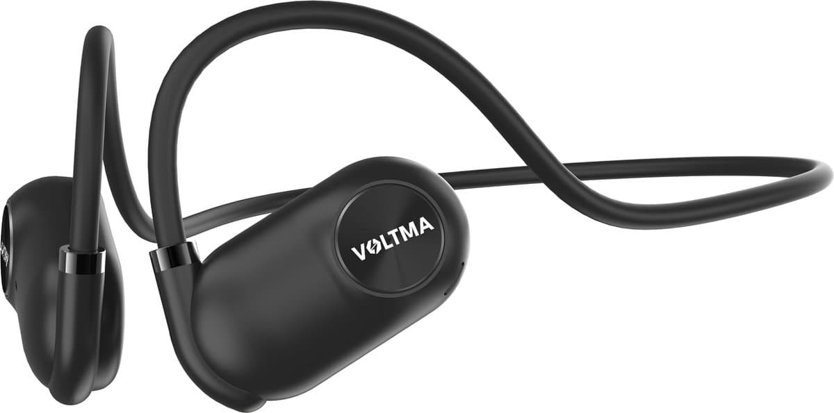 Voltma Active Beats - Open Ear Hoofdtelefoon met Air Conduction - Bluetooth 5.3 Sport Headset - Koptelefoon IPX45 Waterdicht - 6 Uur Speeltijd - Snelladen - Open Ear Comfort Draadloze Oortjes voor Sport en Fitness - geschikt voor Android, iOs (zwart)