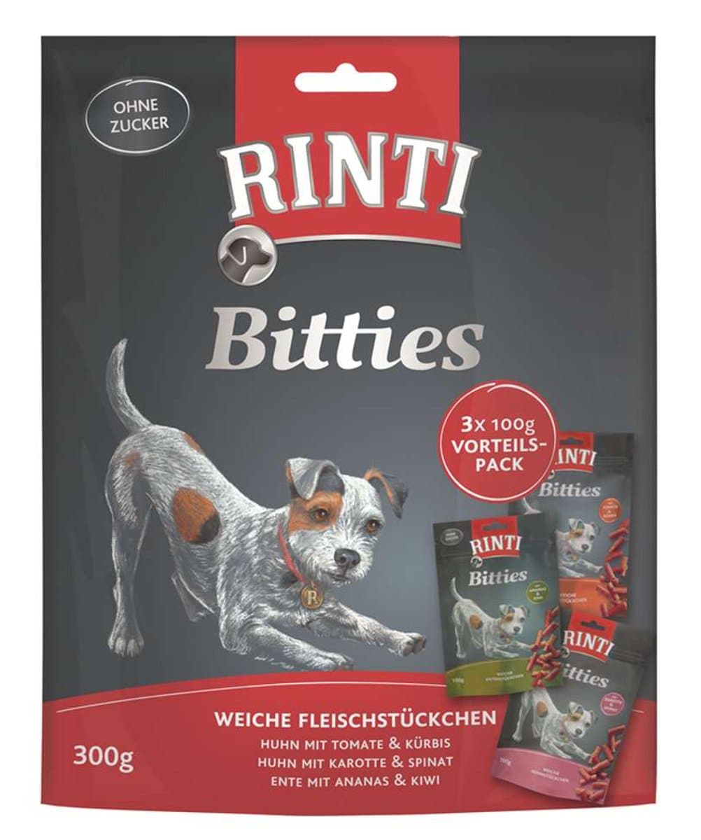 Rinti - Bitties 300g Multipack met 3 verschillende smaken (verpakking van 8) - 3 smaken voordeelverpakking