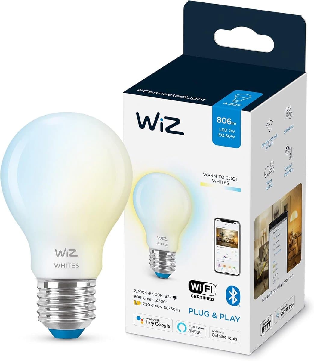 Slimme E27 LED Lamp - Warm tot Koelwit Licht - Wi-Fi Verbinding - Draadloos Dimmen - Energieverbruik Monitoren