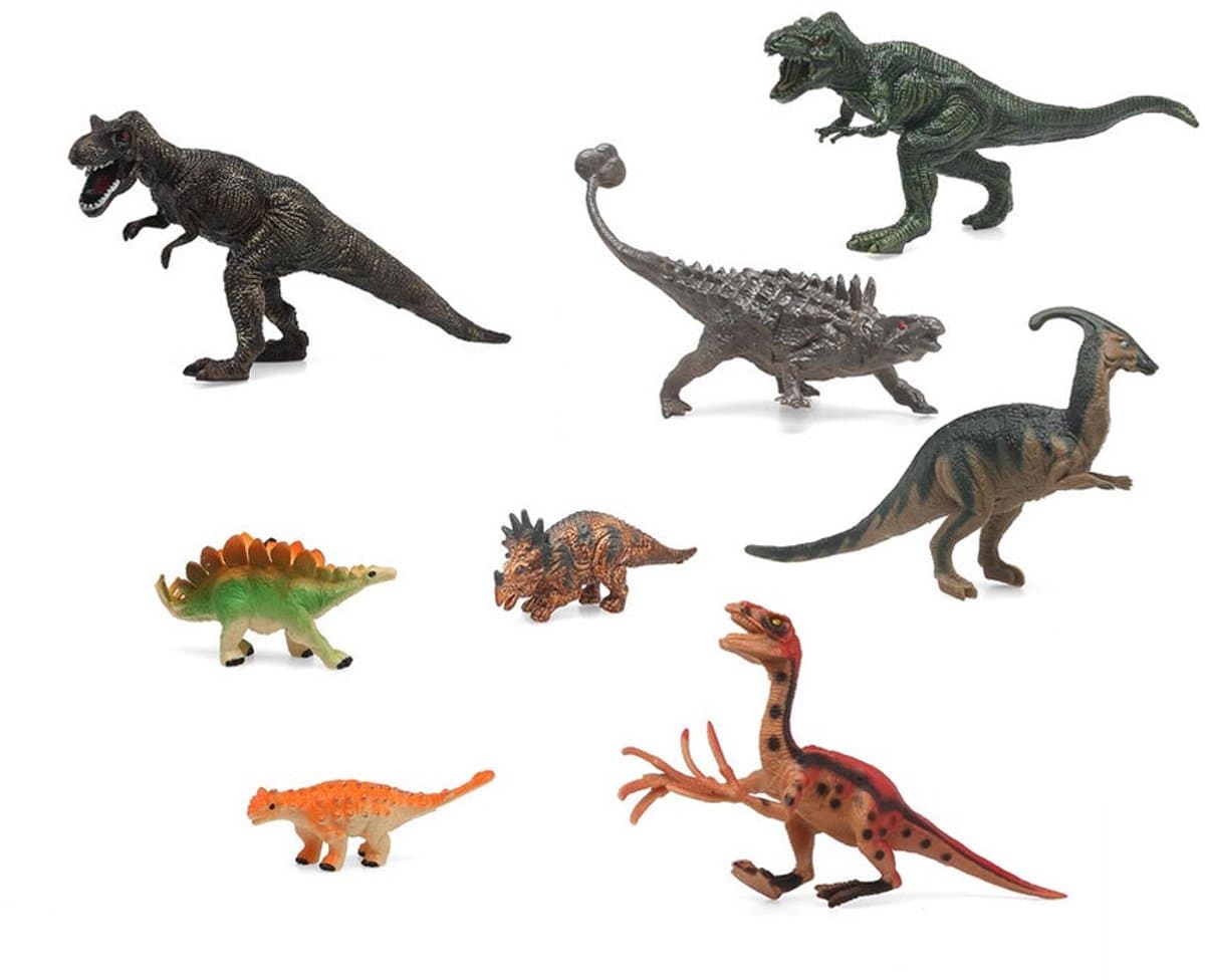 Atosa Speelgoed dinosaurussen dieren speelfiguren - set 8x stuks - kunststof - tussen 5 -13 cm - mix van dieren