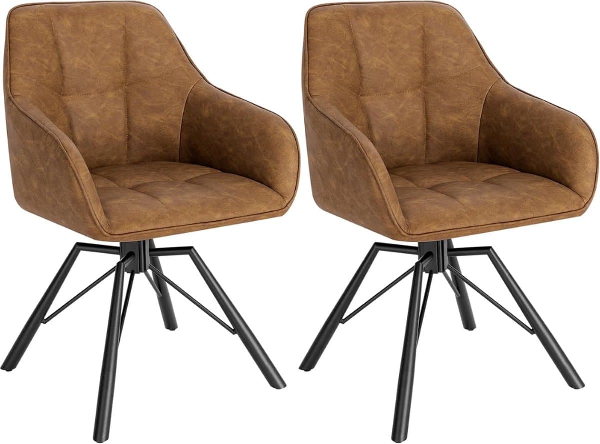 Draaibare fluwelen eetkamerstoelen set Lichtbruin - Eetkamerstoelen - Stoel - Stoelen - 2st. zithoogte 48cm