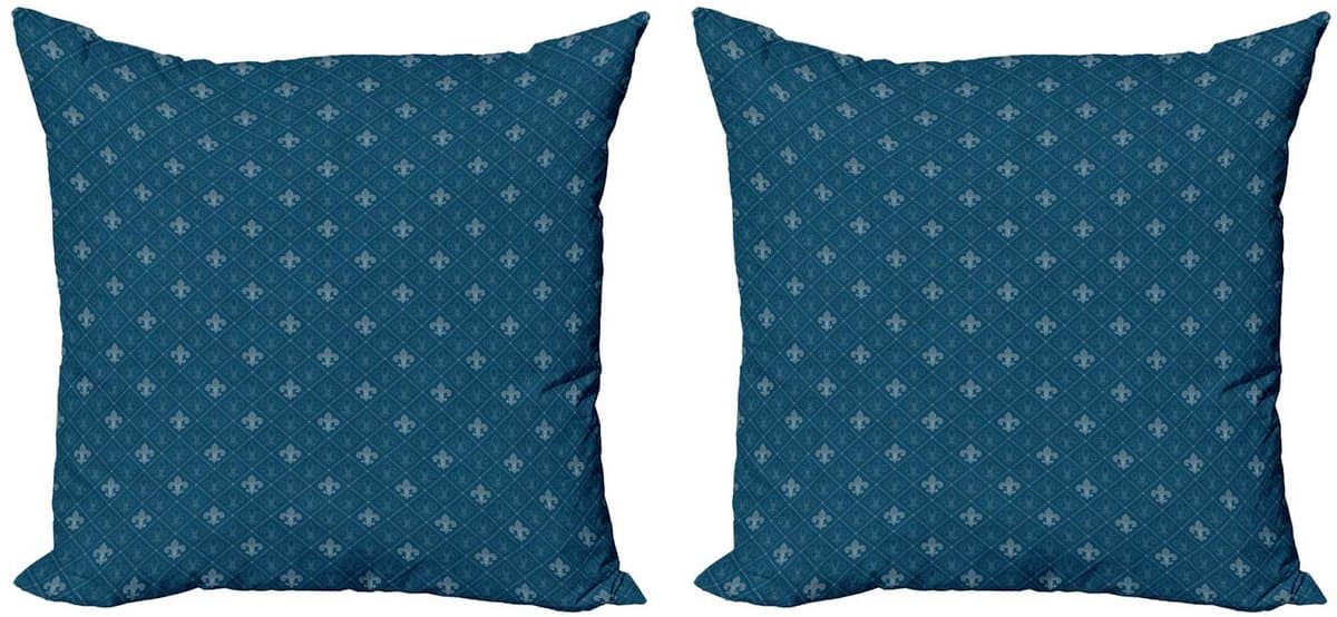 ABAKUHAUS Fleur De Lis Kussenhoezen Set – 2x40x40 – Dubbelzijdig Blauwgrijs