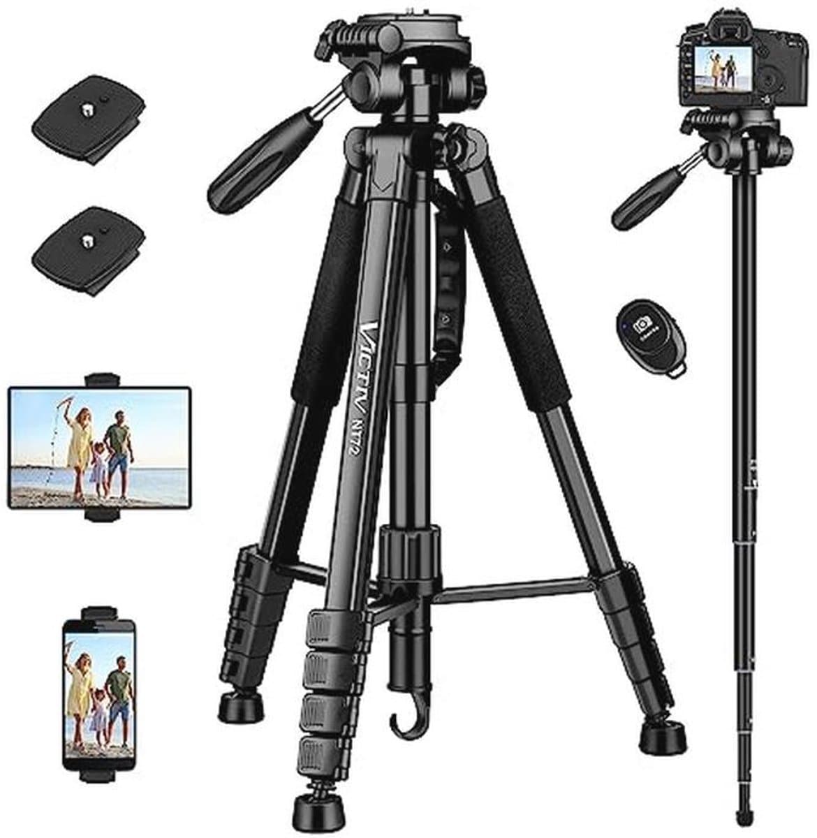 72" 2-in-1 Camera & Tablet Statief - Lichtgewicht en Draagbaar voor DSLR en Smartphones