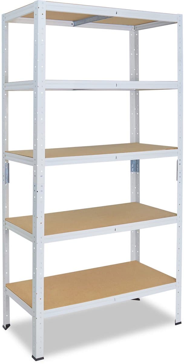 Shelfplaza HOME metalen stellingkast - 200x50x45 cm - wit - 5 planken